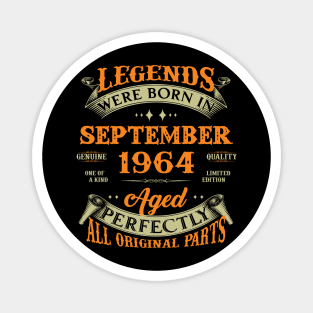 Legends Were Born In September 1964 60 Years Old 60th Birthday Gift Magnet
